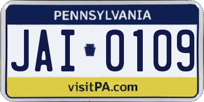 PA license plate JAI0109