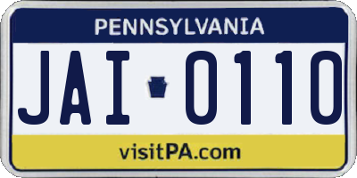 PA license plate JAI0110