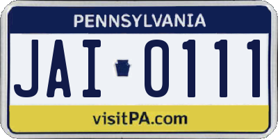 PA license plate JAI0111