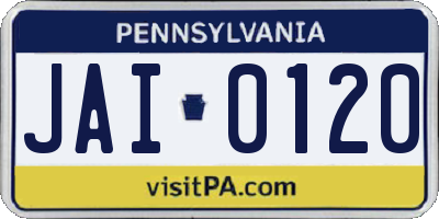 PA license plate JAI0120