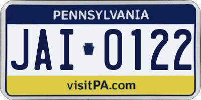 PA license plate JAI0122