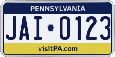 PA license plate JAI0123