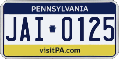PA license plate JAI0125