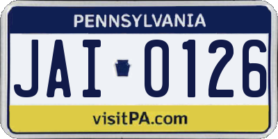 PA license plate JAI0126