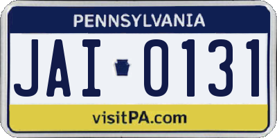 PA license plate JAI0131