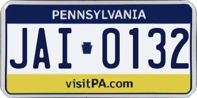 PA license plate JAI0132