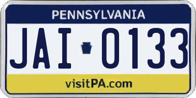 PA license plate JAI0133