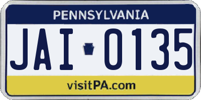 PA license plate JAI0135