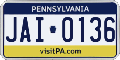 PA license plate JAI0136