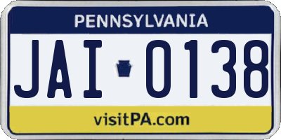 PA license plate JAI0138