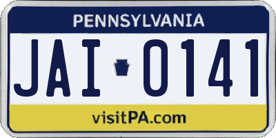 PA license plate JAI0141