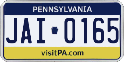 PA license plate JAI0165