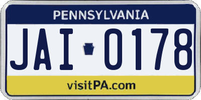PA license plate JAI0178