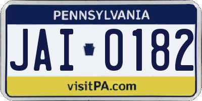 PA license plate JAI0182