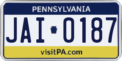 PA license plate JAI0187