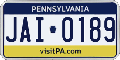 PA license plate JAI0189