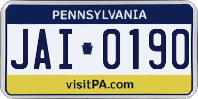 PA license plate JAI0190