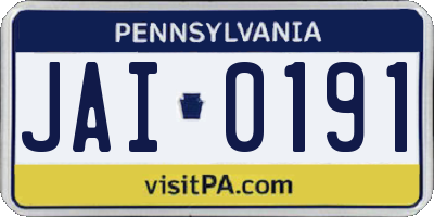 PA license plate JAI0191