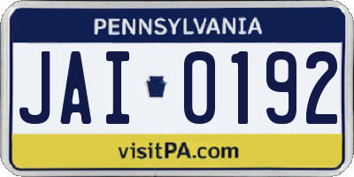 PA license plate JAI0192