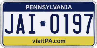 PA license plate JAI0197