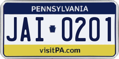 PA license plate JAI0201