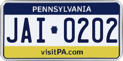 PA license plate JAI0202