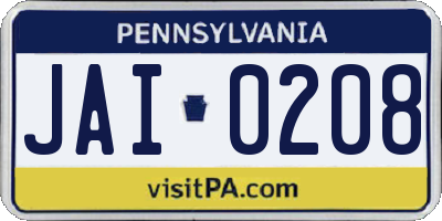 PA license plate JAI0208