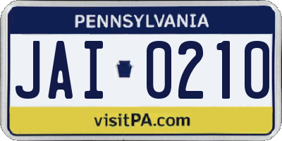 PA license plate JAI0210