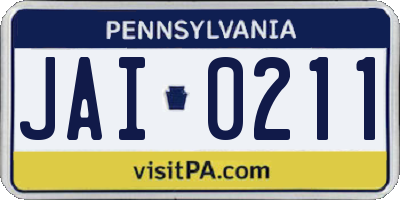 PA license plate JAI0211