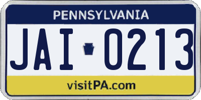 PA license plate JAI0213