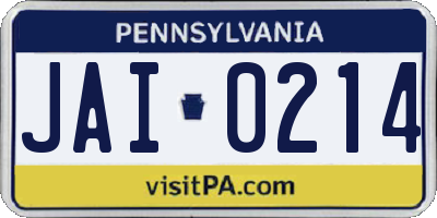 PA license plate JAI0214