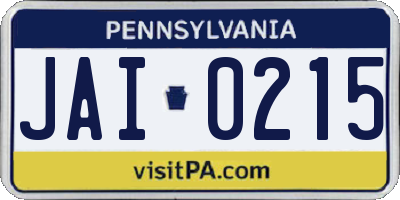 PA license plate JAI0215