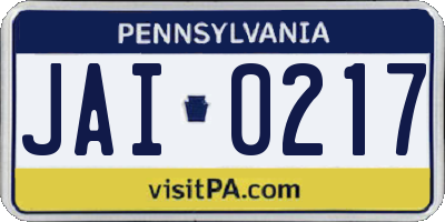 PA license plate JAI0217