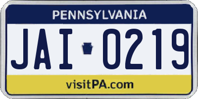 PA license plate JAI0219