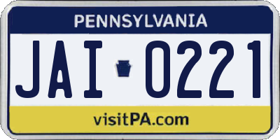 PA license plate JAI0221