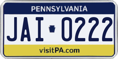 PA license plate JAI0222
