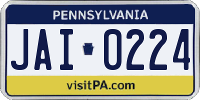 PA license plate JAI0224