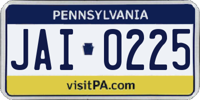 PA license plate JAI0225