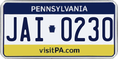 PA license plate JAI0230