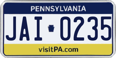 PA license plate JAI0235