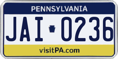 PA license plate JAI0236