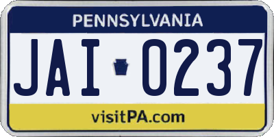 PA license plate JAI0237