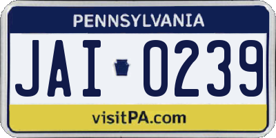 PA license plate JAI0239