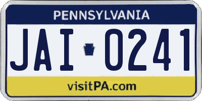 PA license plate JAI0241