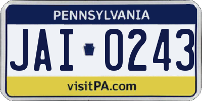 PA license plate JAI0243
