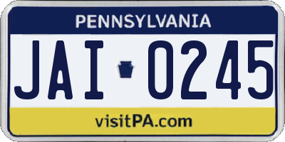 PA license plate JAI0245