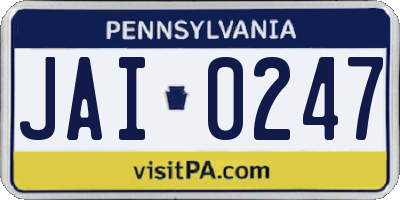PA license plate JAI0247