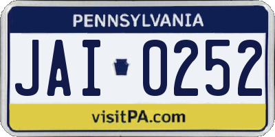 PA license plate JAI0252