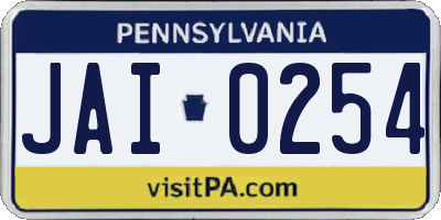 PA license plate JAI0254