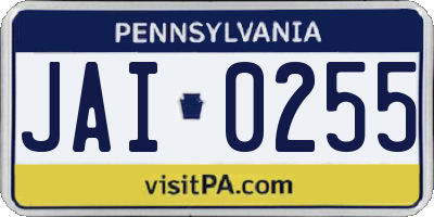 PA license plate JAI0255